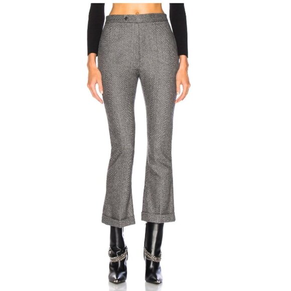 R13 Cuffed Kick Flare Houndstooth Cashmere Wool Trouser Pants Size 26 - Picture 1 of 15